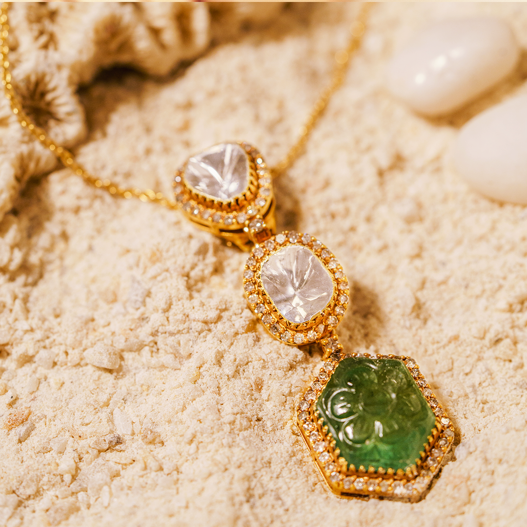 Lillian Emerald Polki Pendant