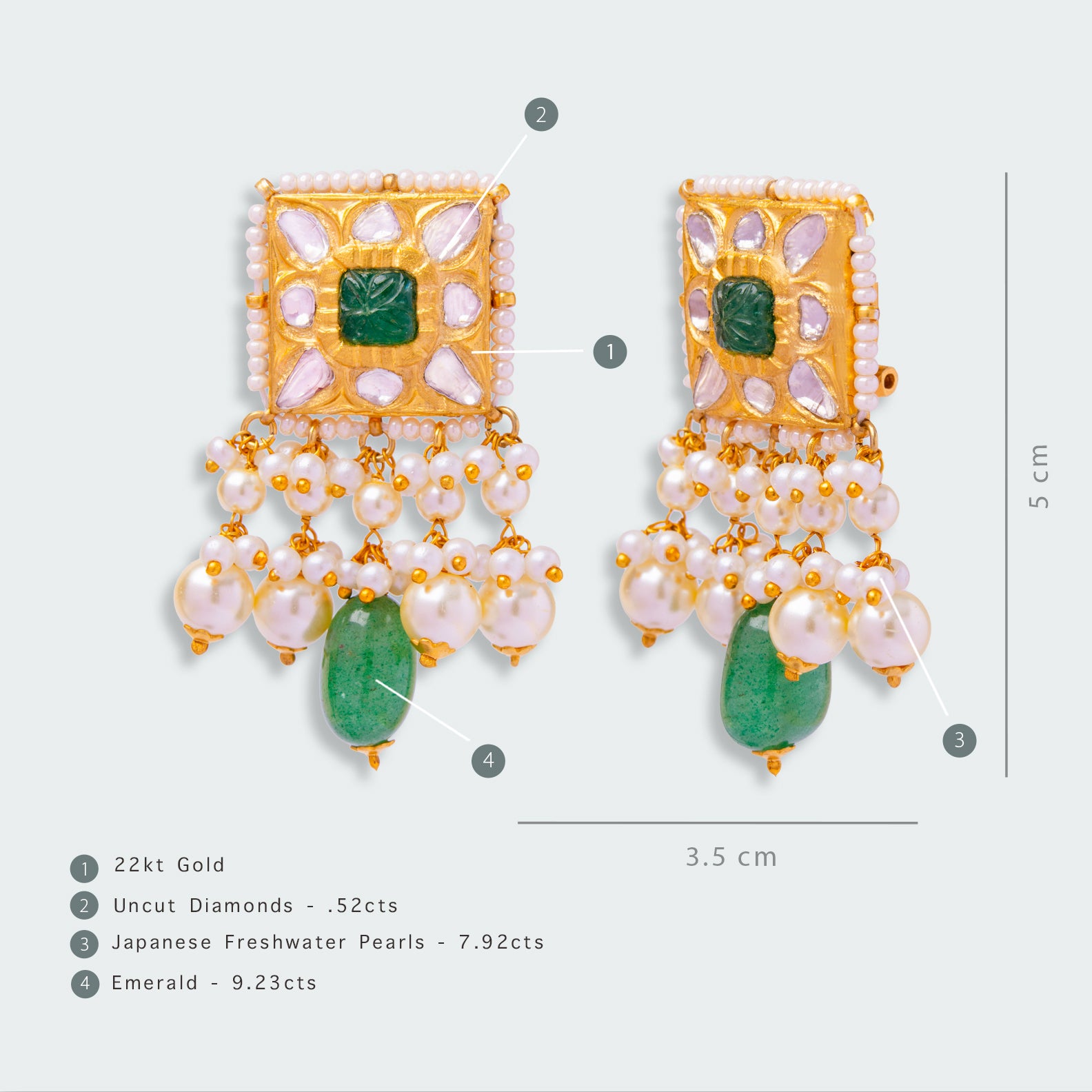 Nadia Emerald Polki Earrings