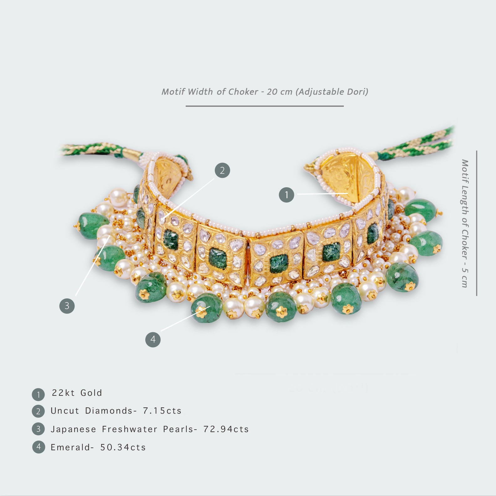 Nadia Emerald Polki Choker