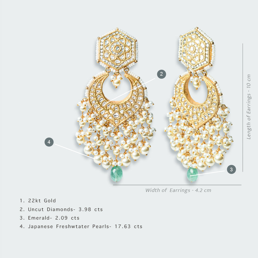 Nargis Emerald Polki Chandbalis
