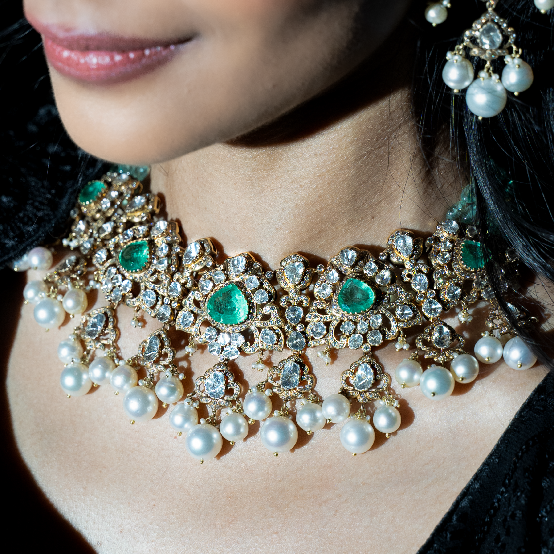 Apsara Colombian Emerald Polki necklace