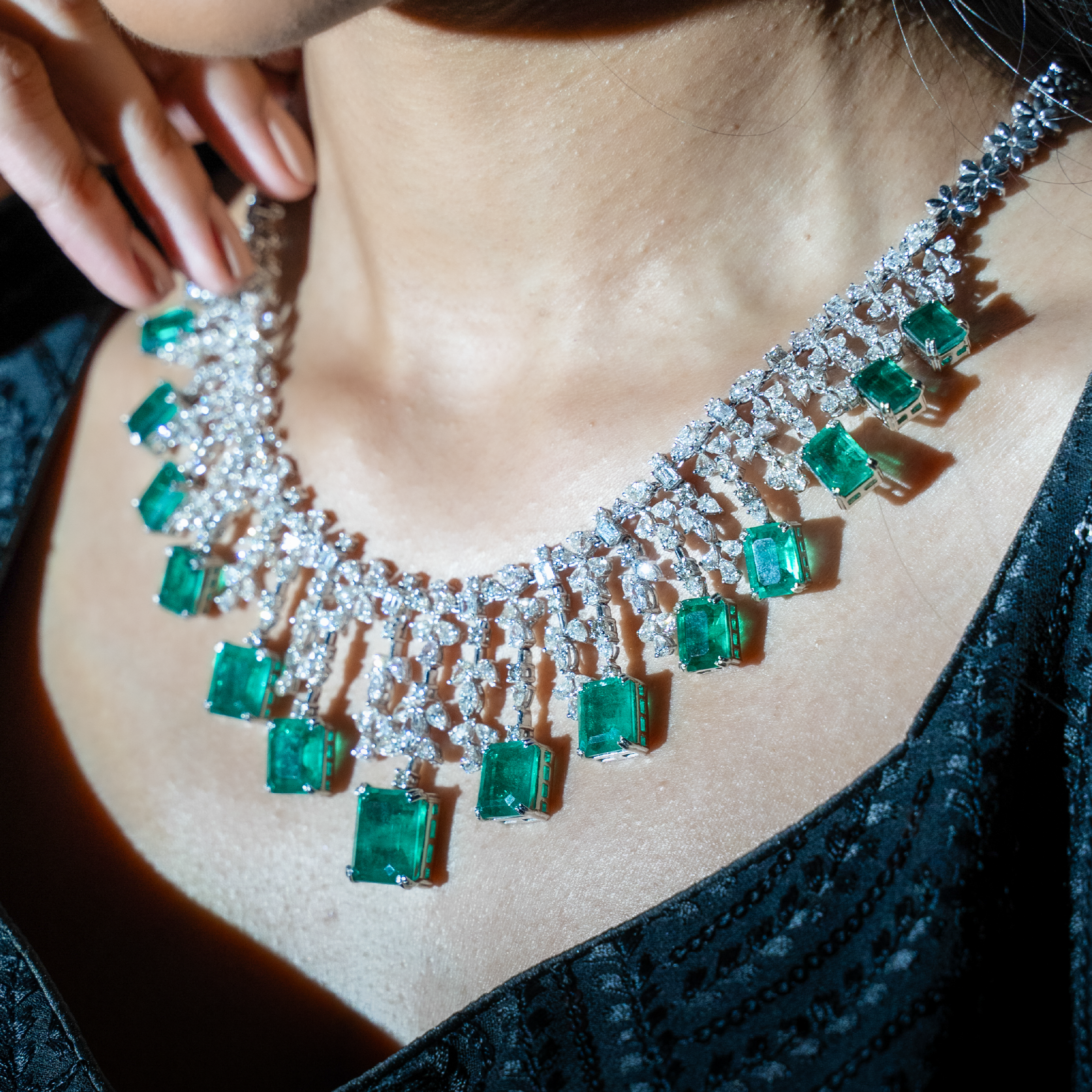 Mavis Emerald Diamond Necklace