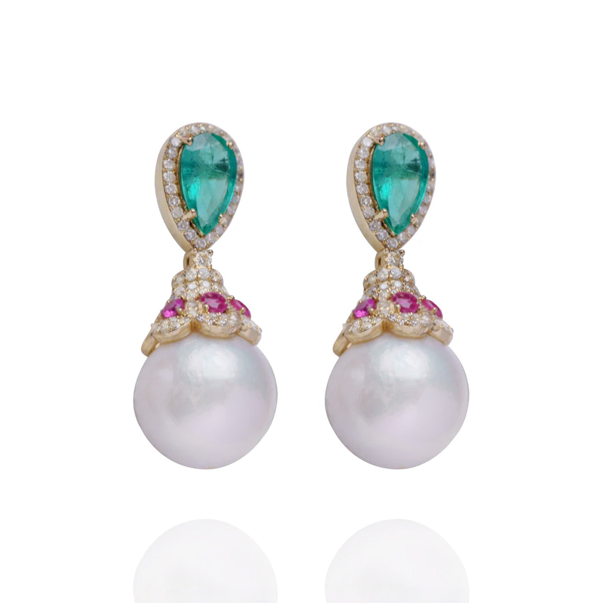 Nova Diamond Emerald Ruby Earrings