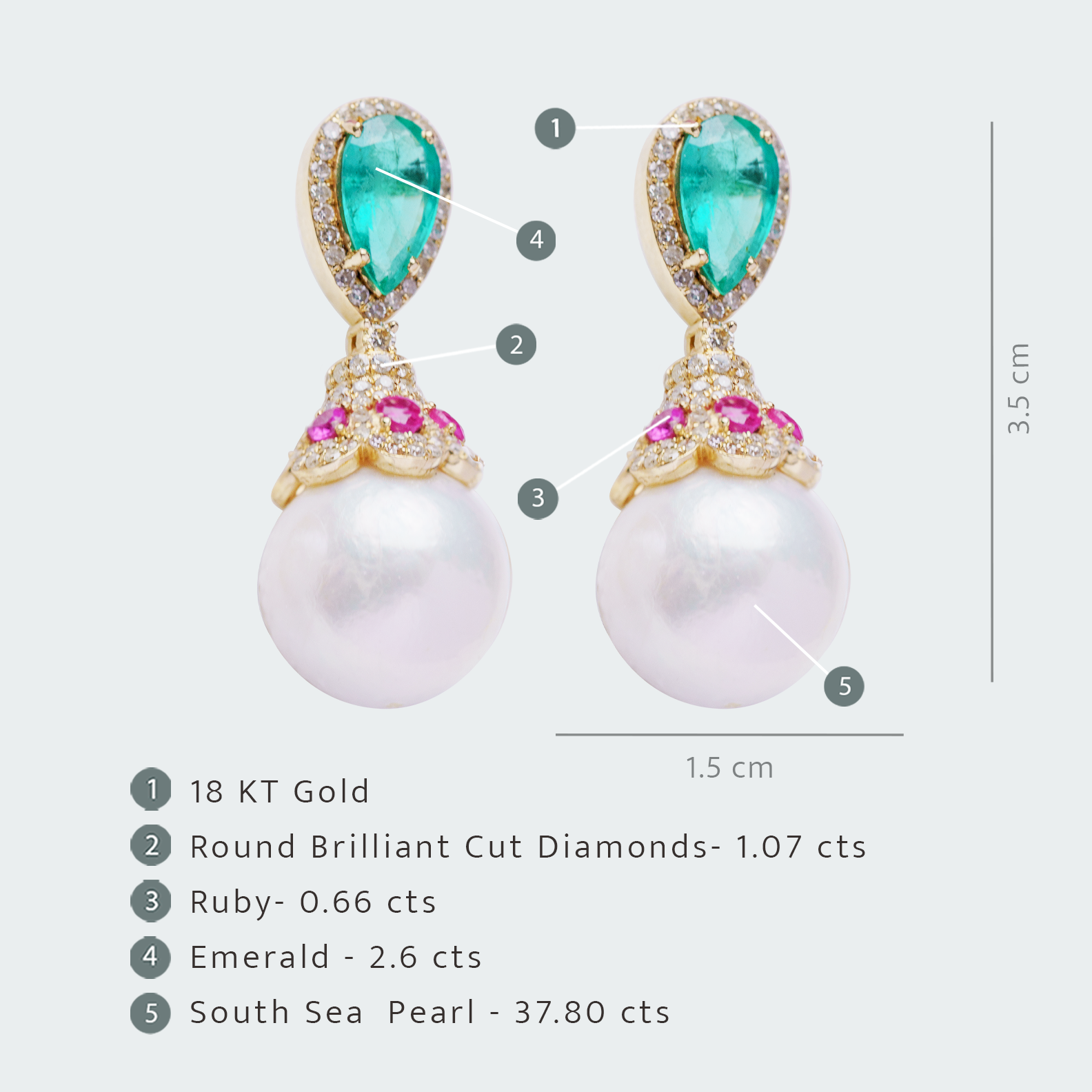 Nova Emerald Ruby Diamond Earrings