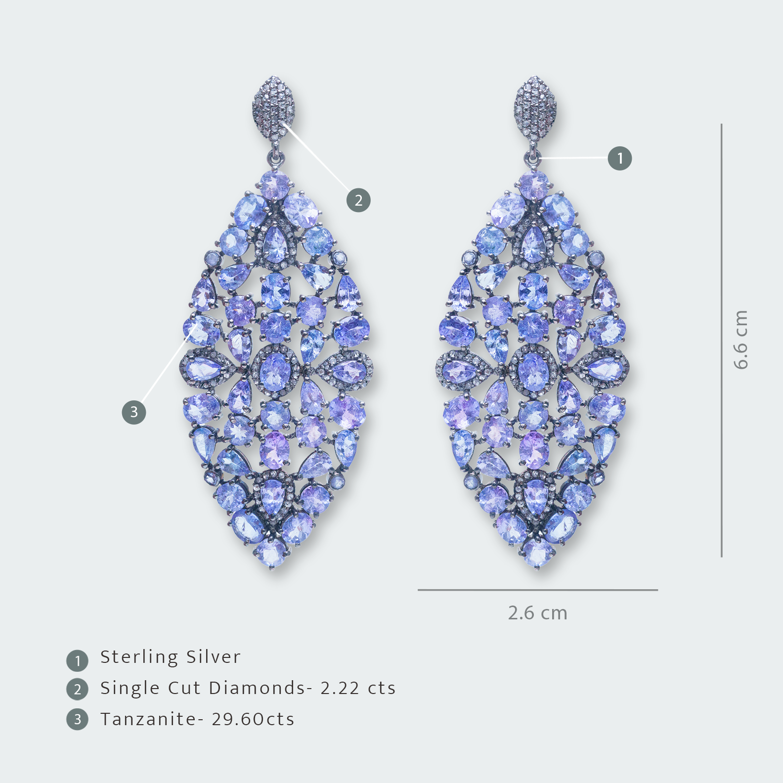 Opaline Tanzanite Diamond Earrings
