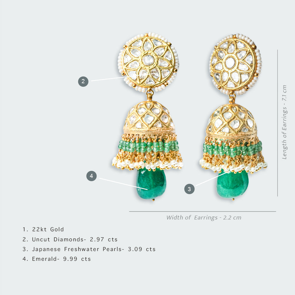 Parvez Emerald Polki Jhumkis