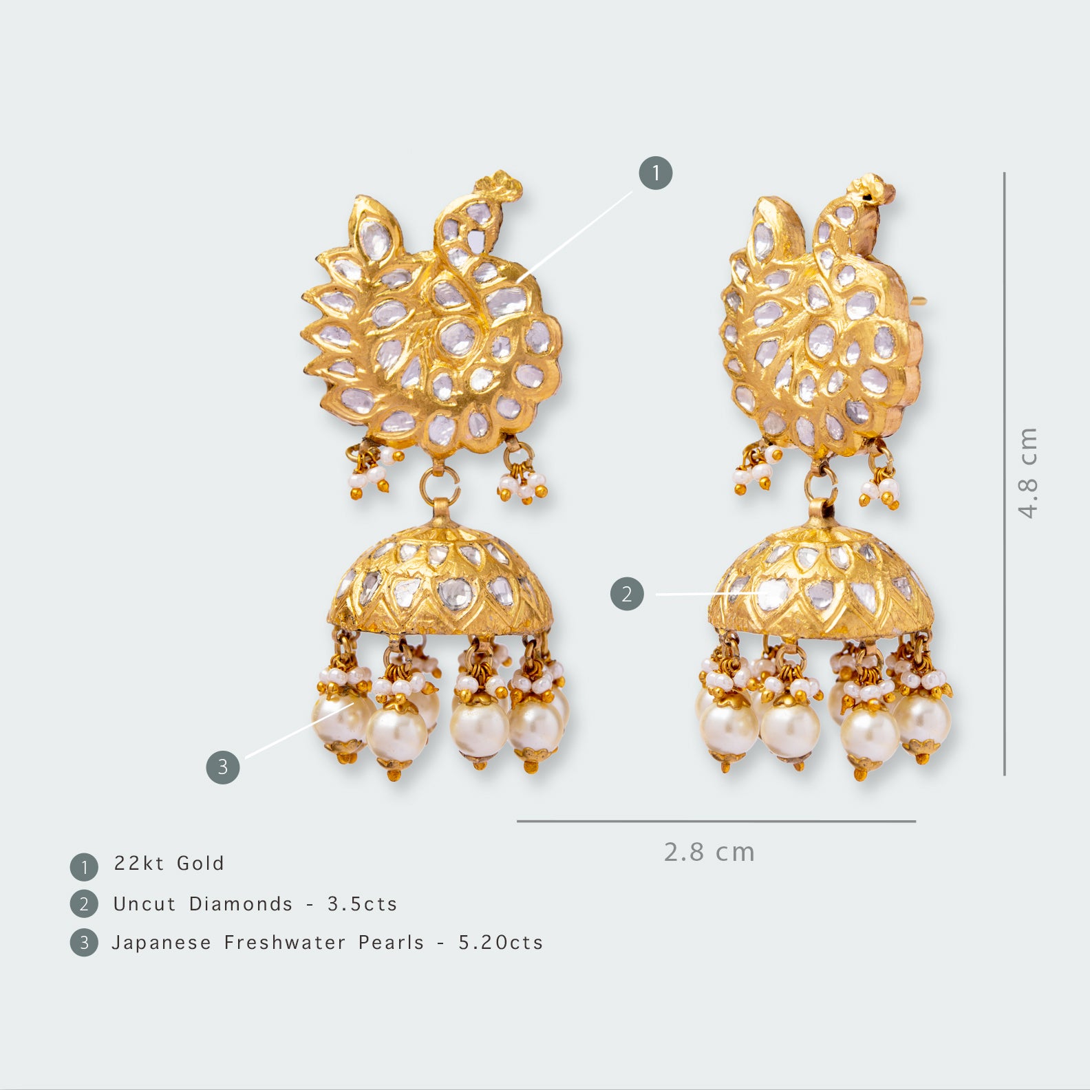 Peacock Polki Jhumkis