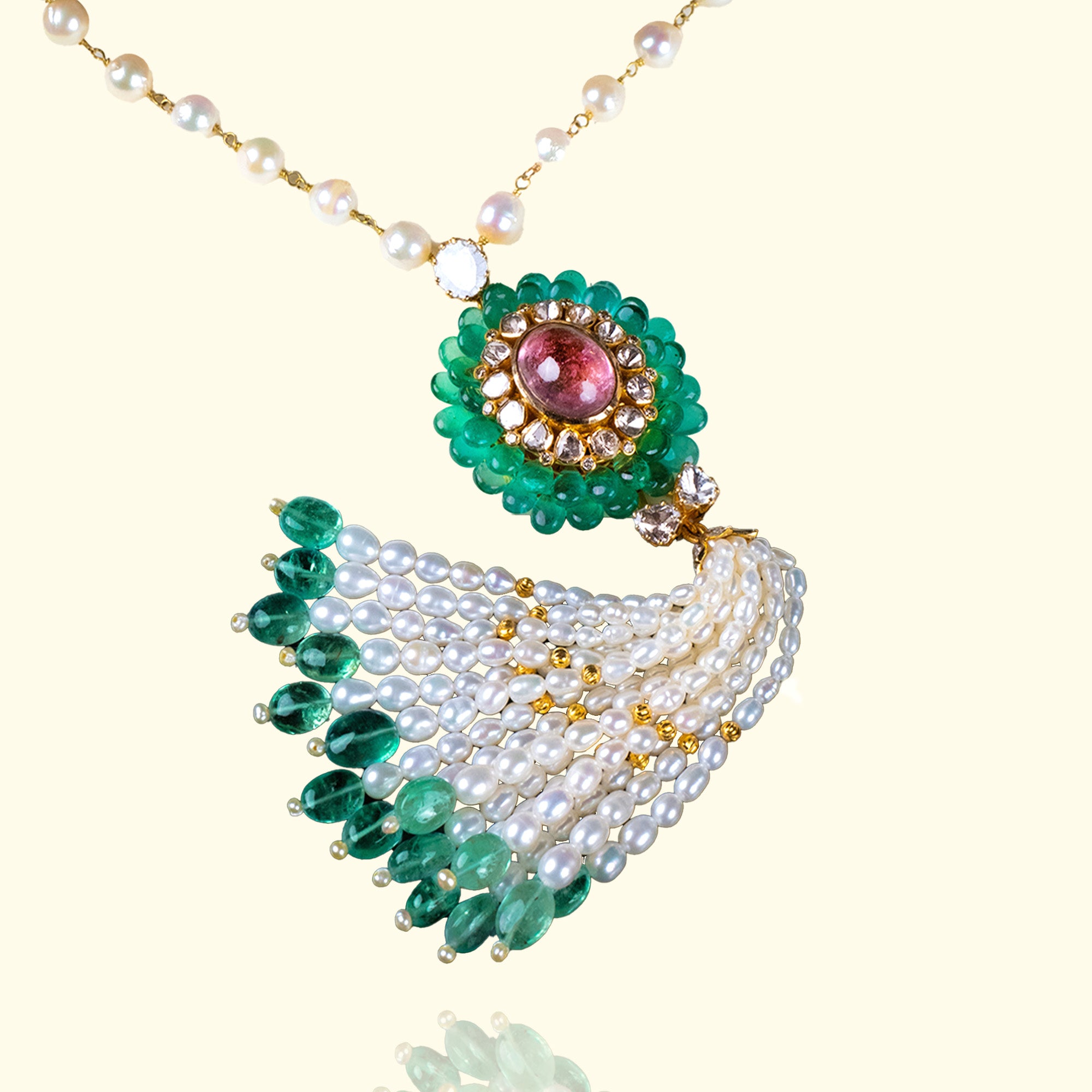 Lahza Tourmaline Emerald Polki pendant