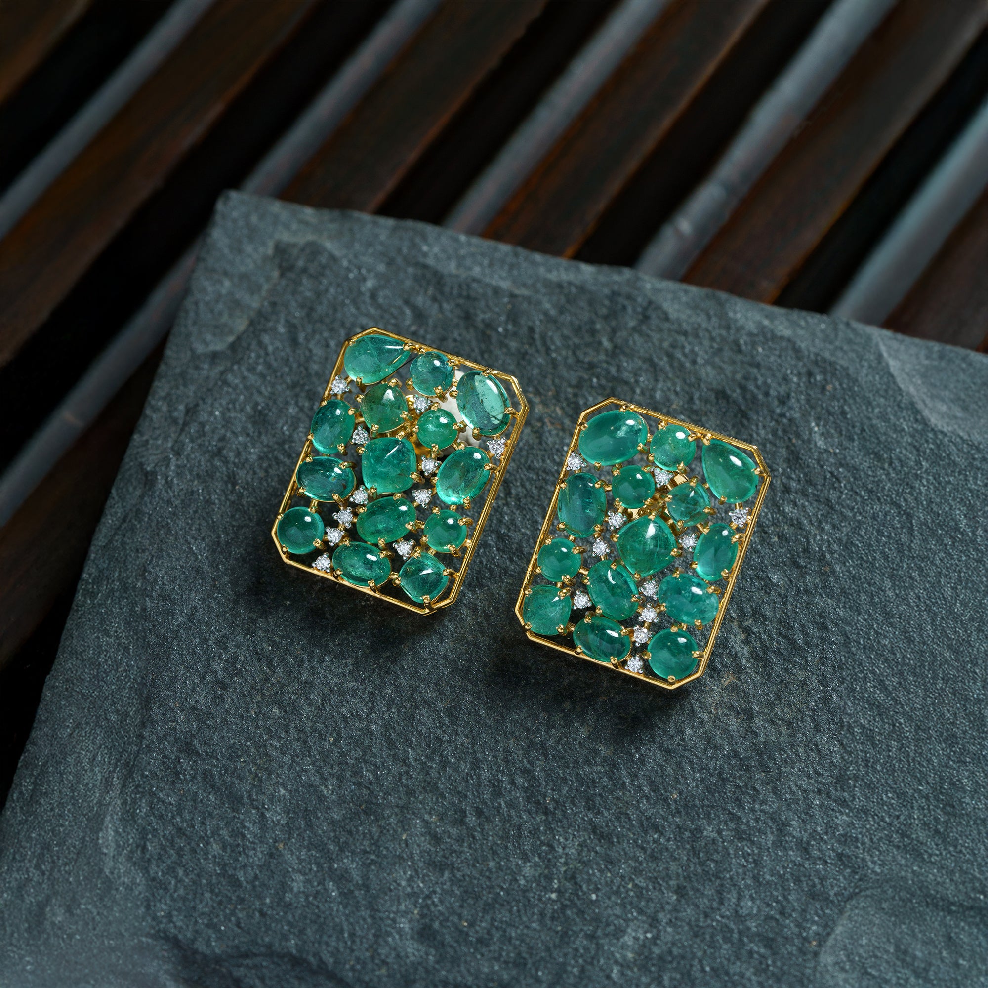 Taylor Emerald and Diamond Earrings
