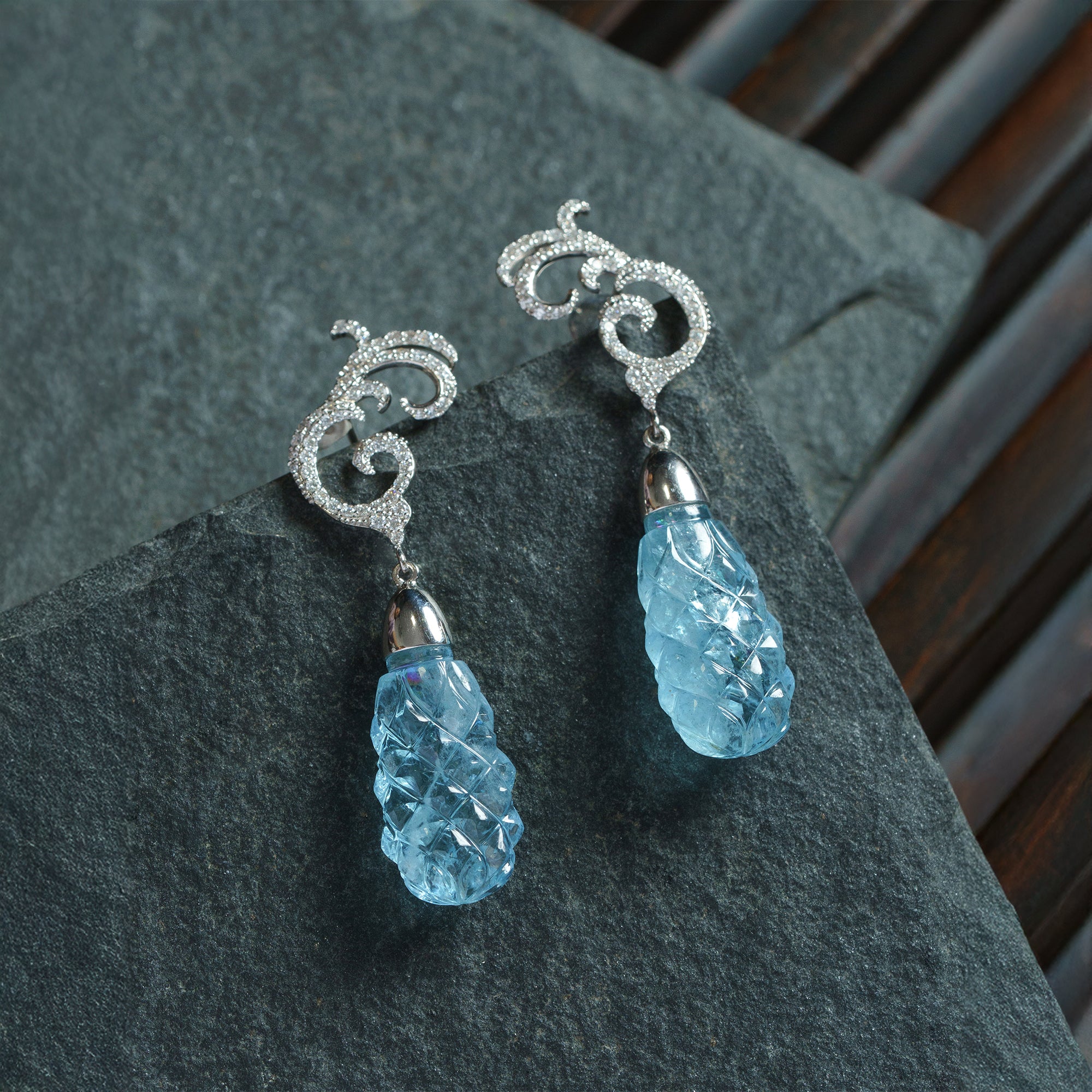 Mirabel Aquamarine Diamond Earrings