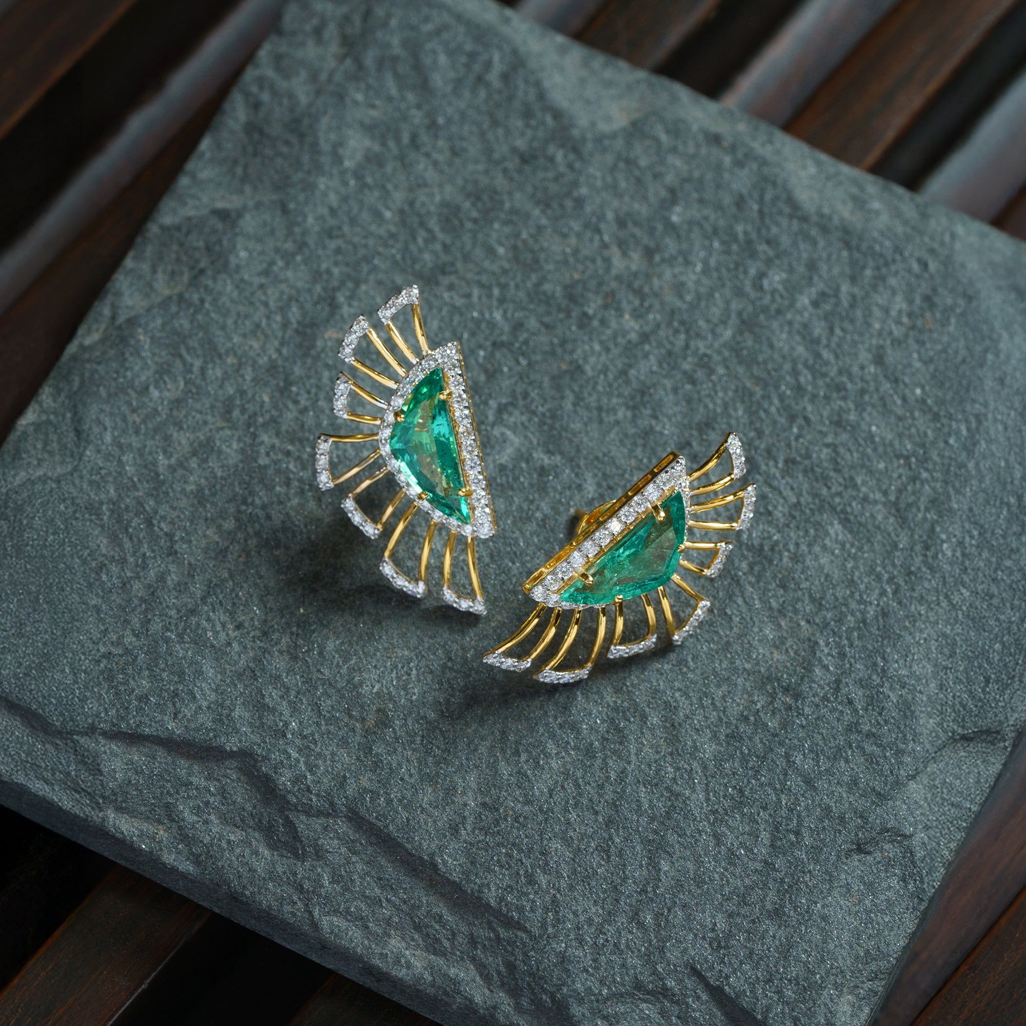 Celosia Emerald Diamond Earrings
