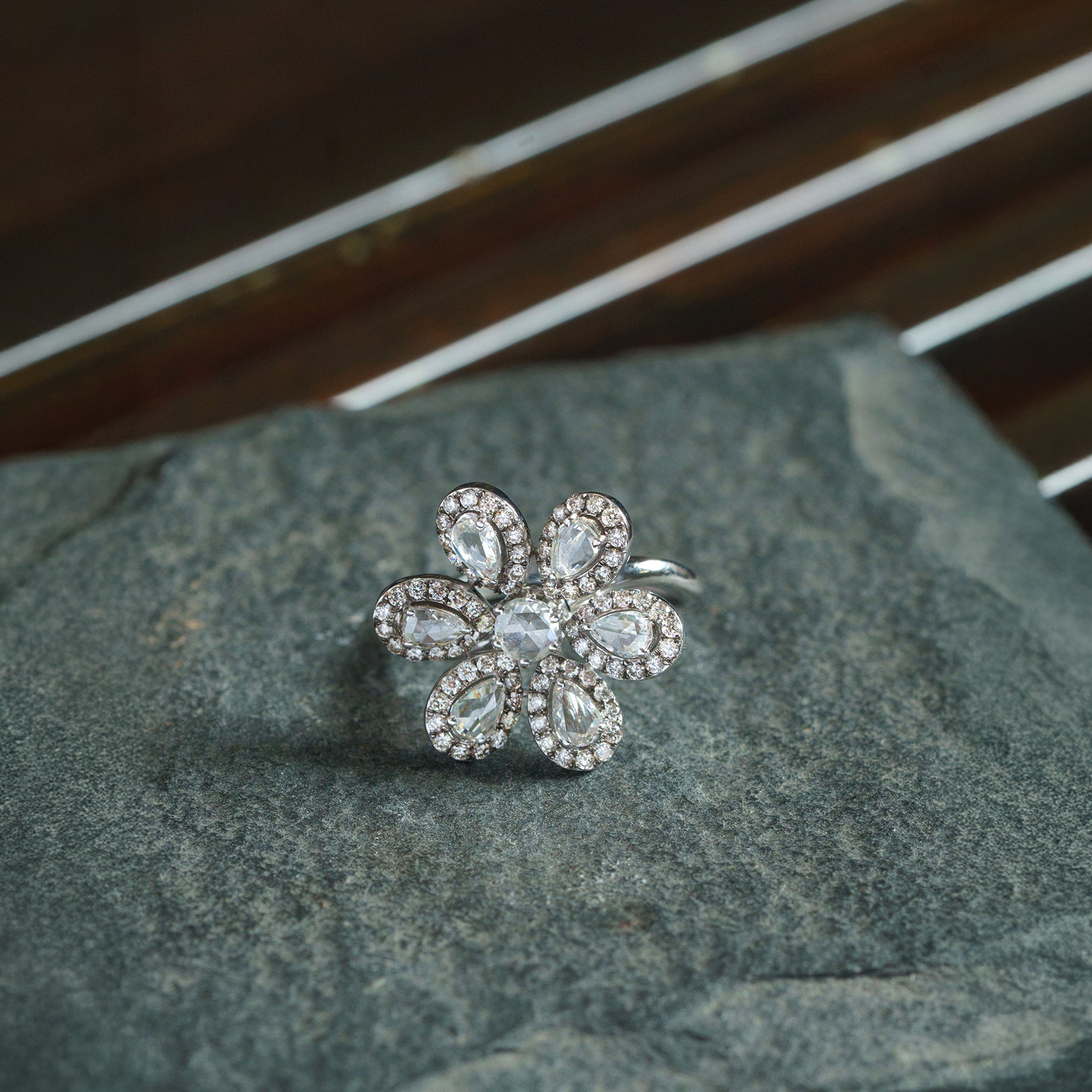 Sophia Floral Rose Cut Diamond Ring
