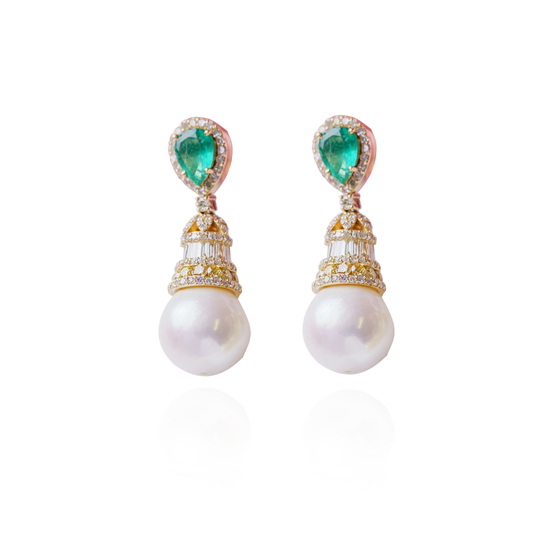 Nova Sonata Emerald Diamond Earrings