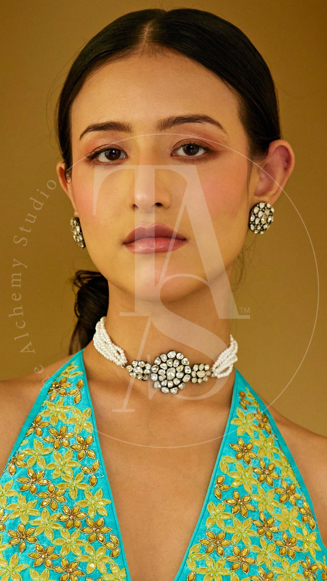 Petite Fleur Uncut Diamond Choker with Pearls
