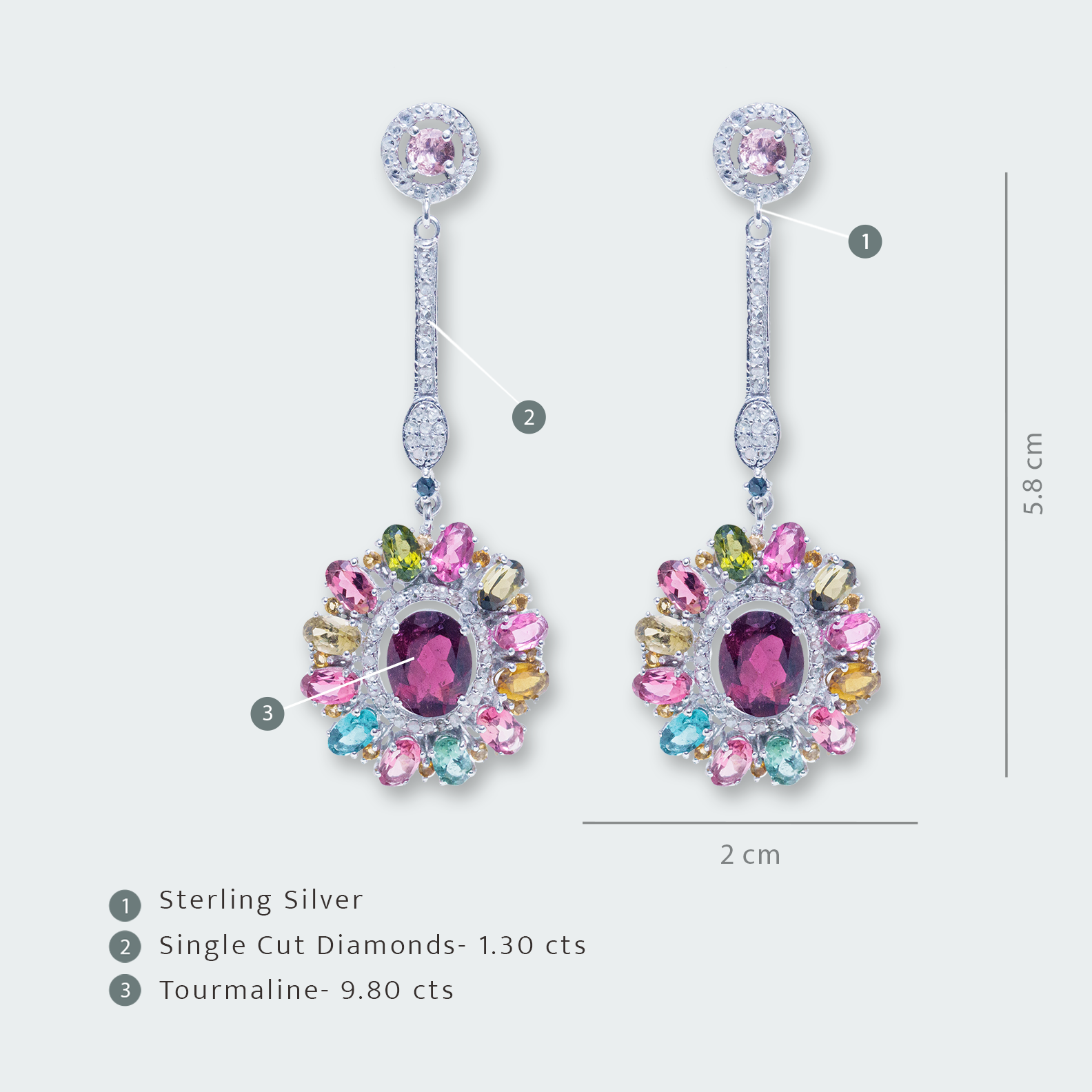 Rainbow Tourmaline Diamond Earrings
