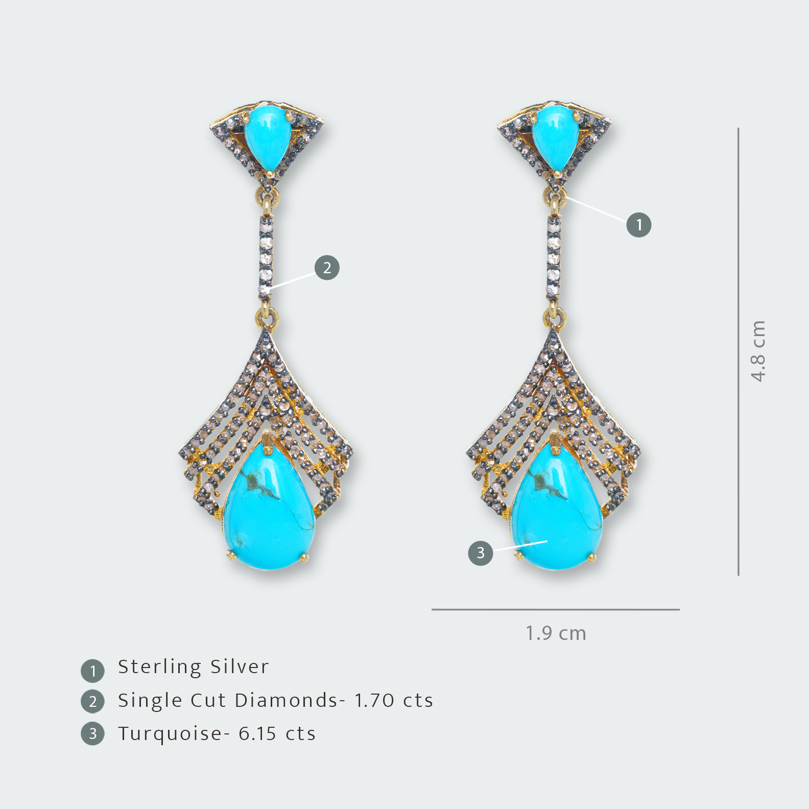 Raindrop Turquoise Diamond Earrings