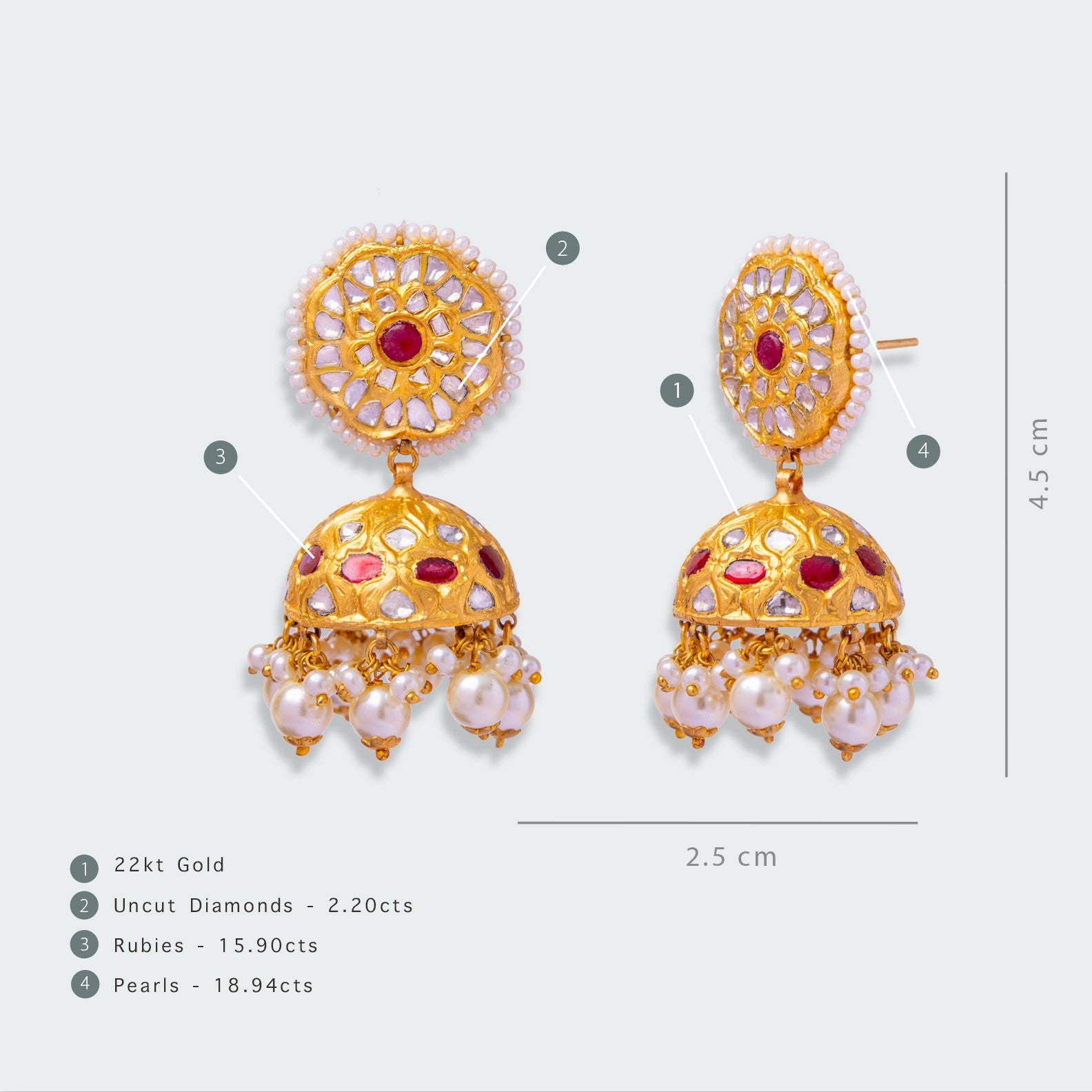 Bloom Ruby Polki Jhumkis