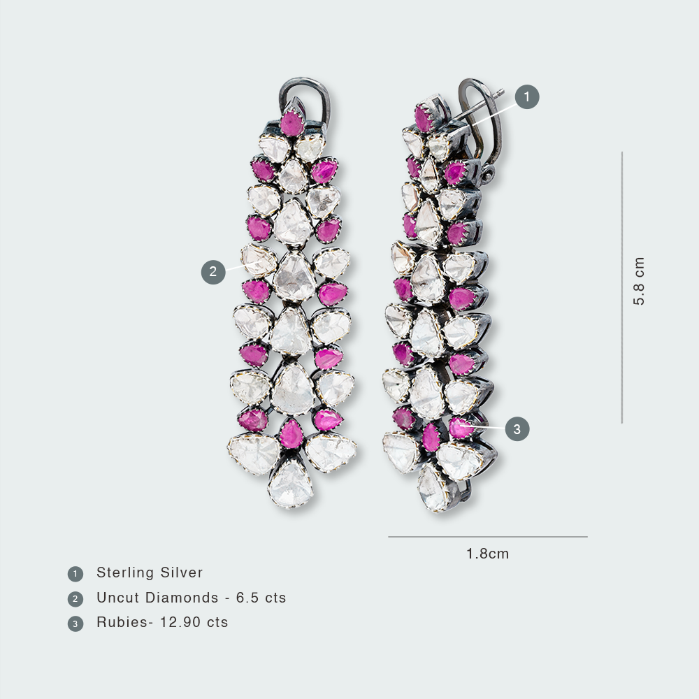 Ruby Polki Waterfall Earrings