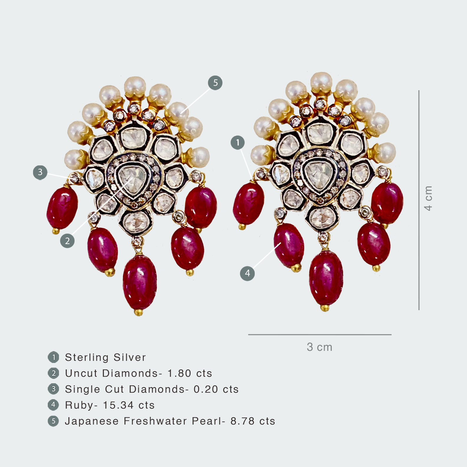 Ruby Polki Wildflower Earrings
