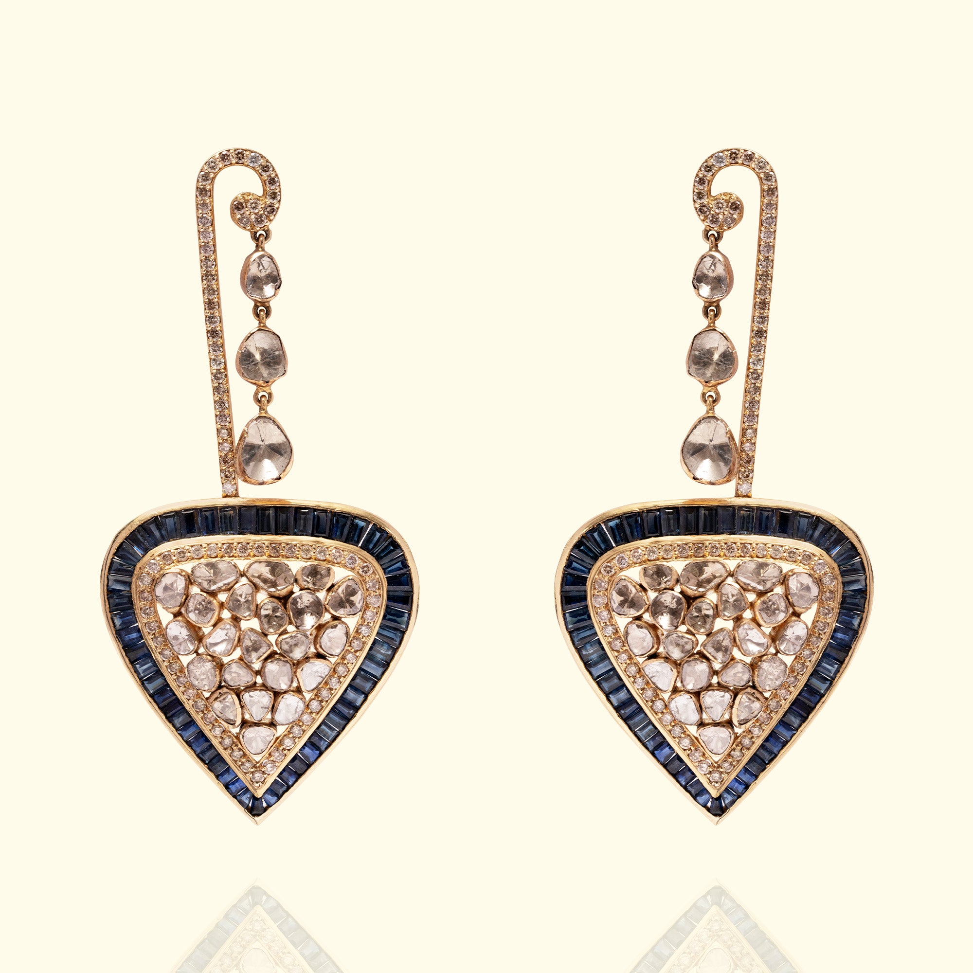 Scarlet drop gold polki earrings