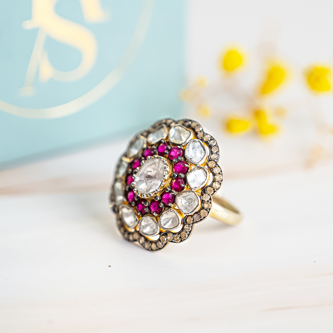Astrales Ruby Polki Ring