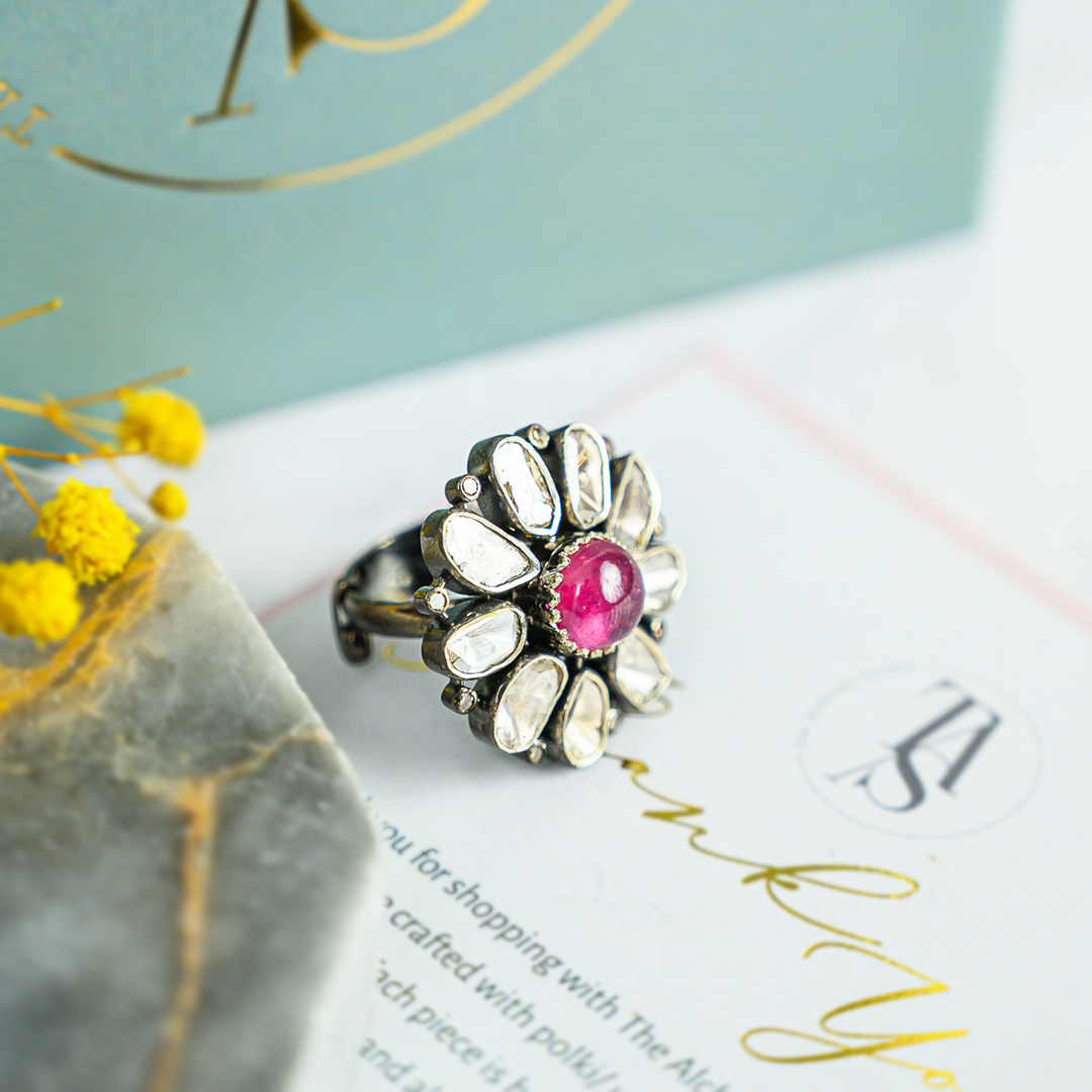 Amara Ruby Polki Ring