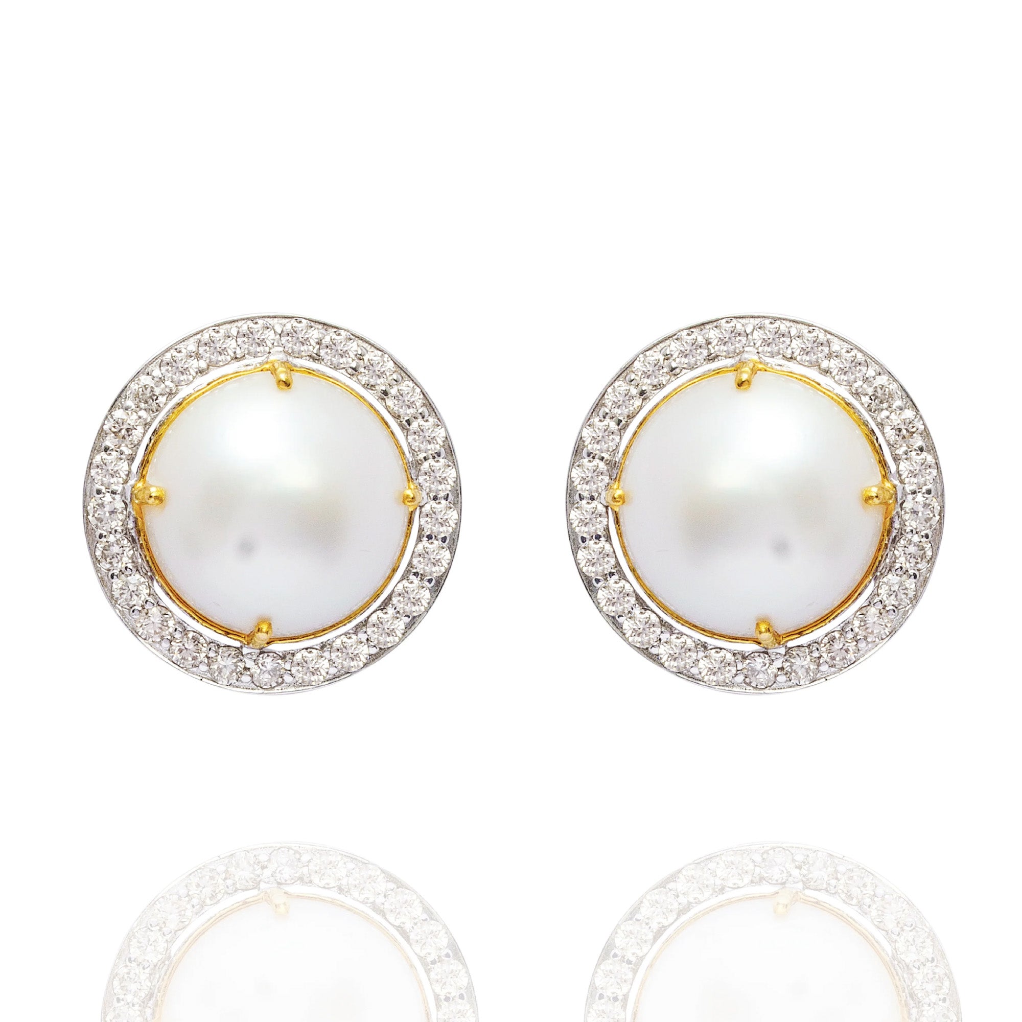 Serif Diamond Pearl Earrings
