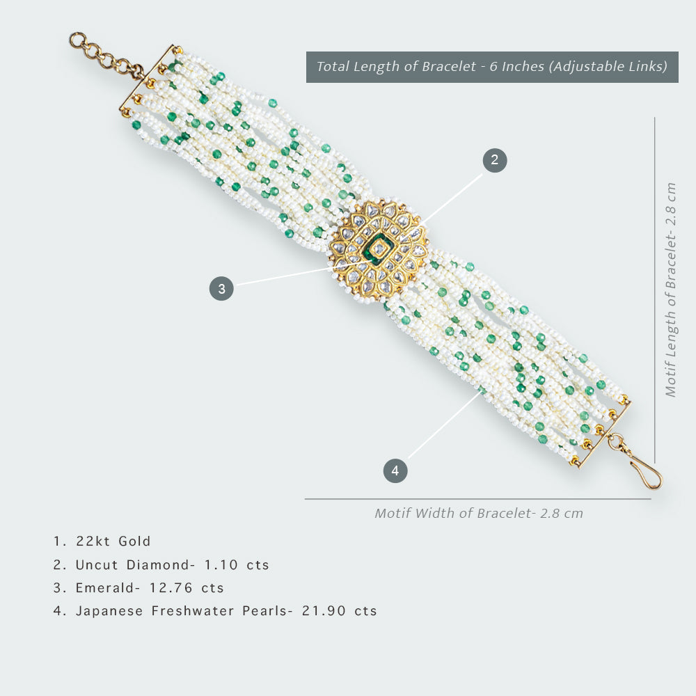 Shazia Emerald Polki Bracelet