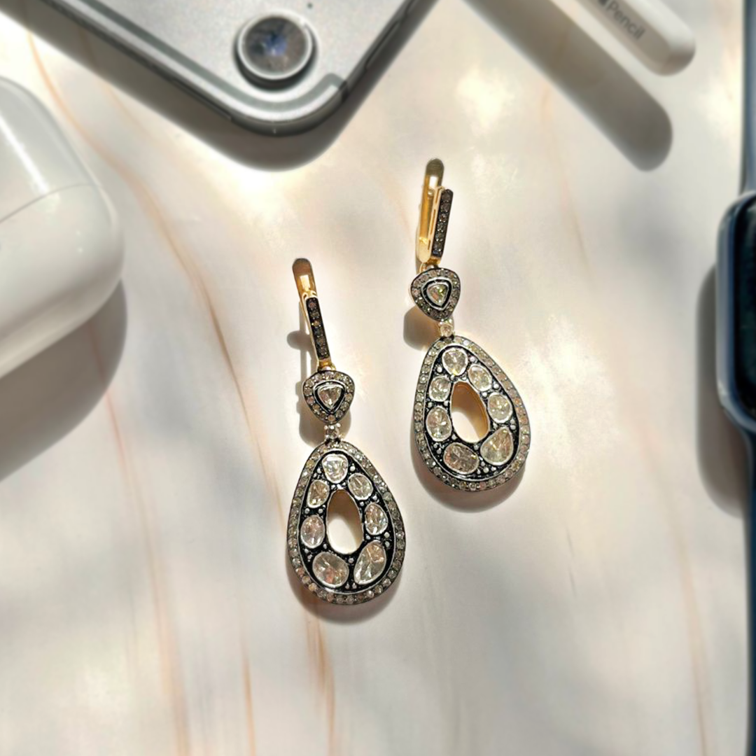Silver Lining Polki Drop Earrings