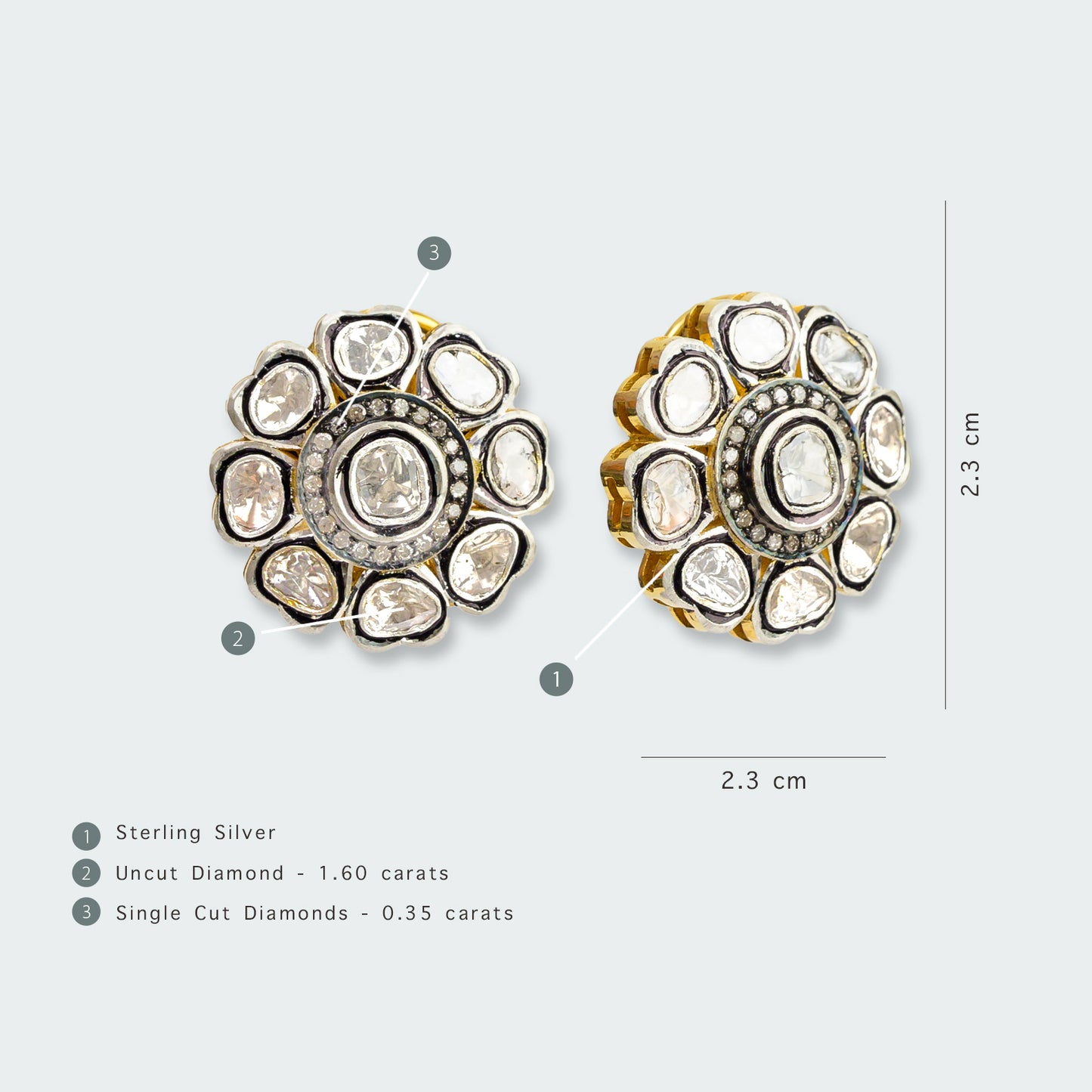 Silverline Flower Uncut Diamond Tops