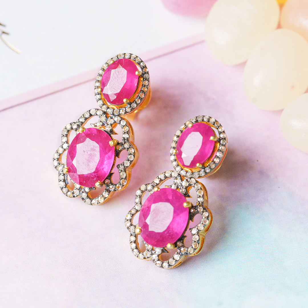 Lavie Diamond Ruby Earrings