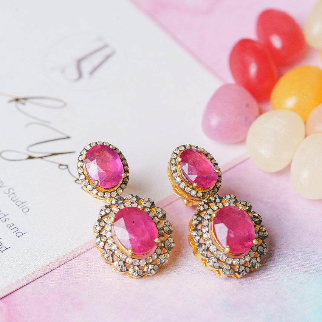 Lalota Diamond Ruby Earrings