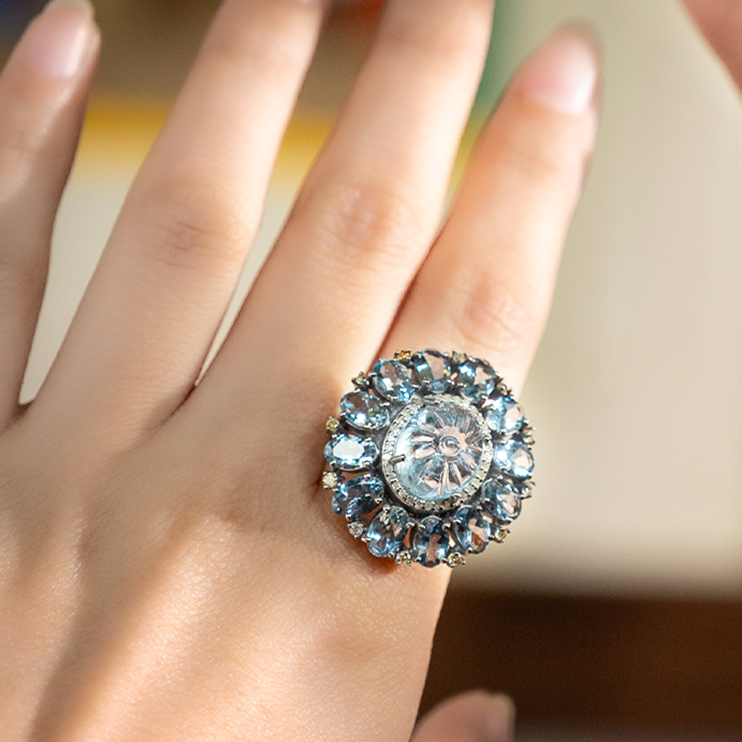 Kristy Diamond Aquamarine Ring