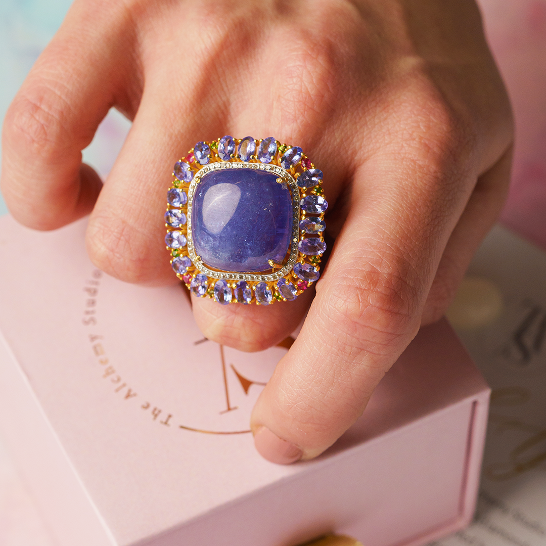Nigel Diamond Tanzanite Tourmaline Ring