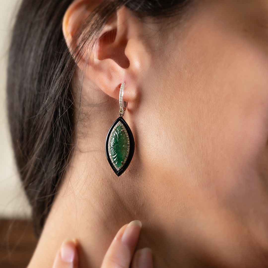 Asta Diamond Emerald Black Onyx Earrings