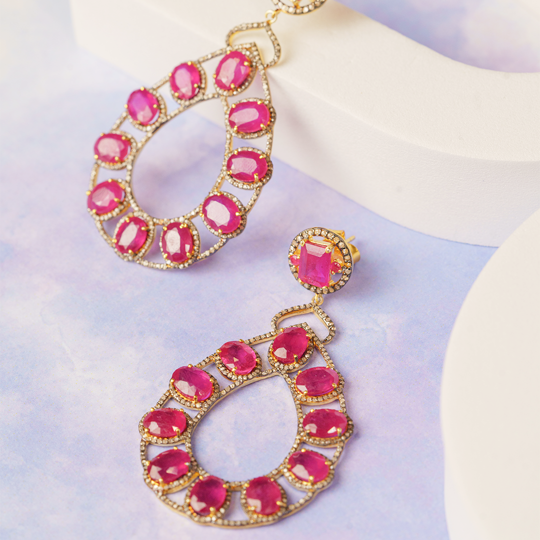 Arche Diamond Ruby Earrings