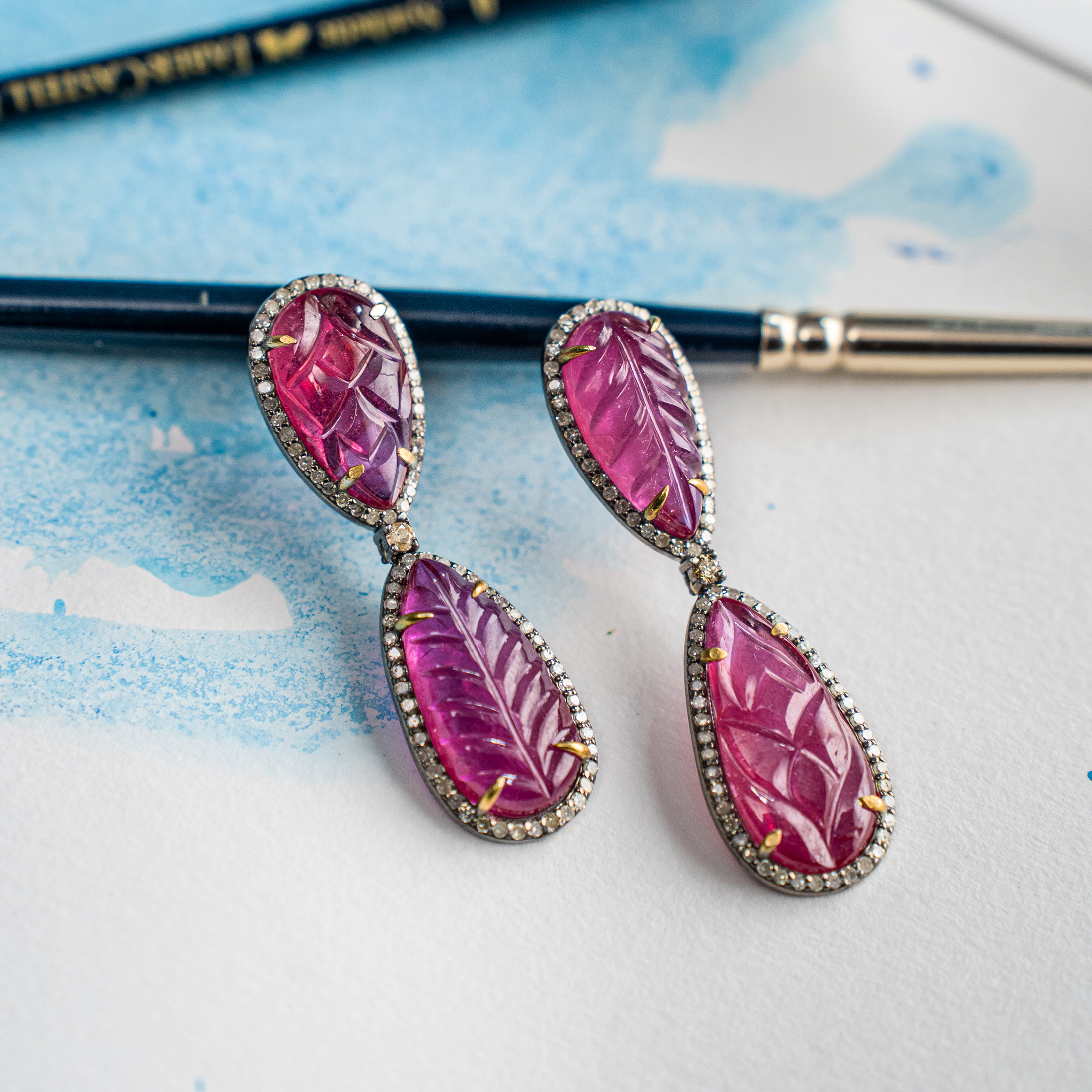 Donya Diamond Ruby Earrings