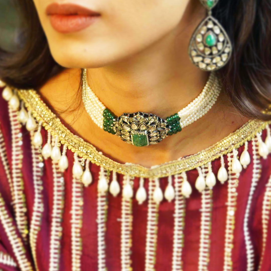 Venitian Polki emerald Choker