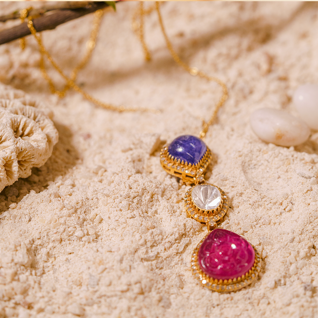 Rue Polki Ruby Tanzanite Pendant