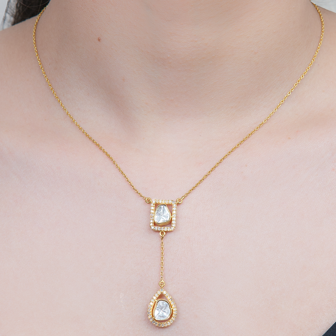 Dual Stardust Polki Pendant
