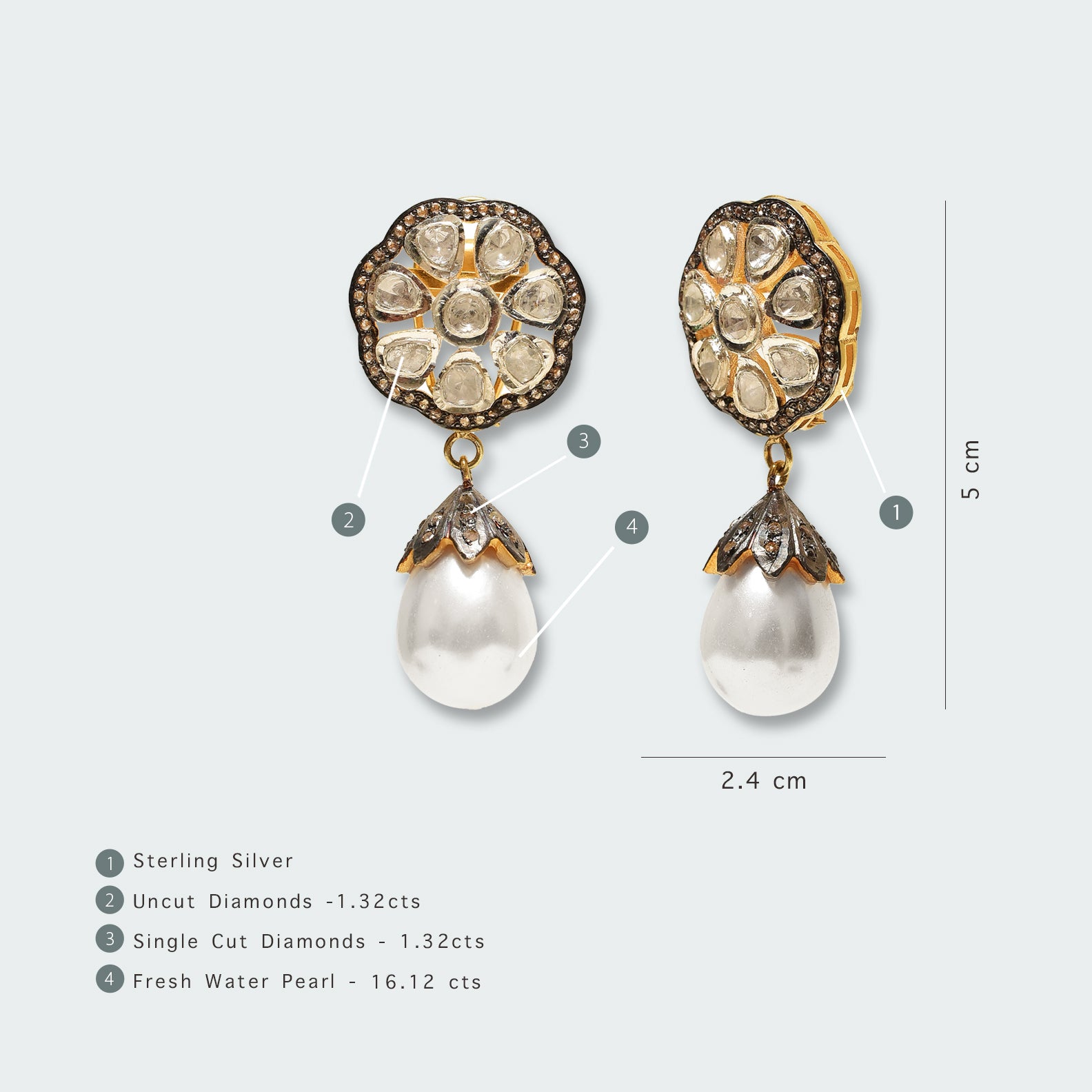 TAS Geo Flora Polki Earrings