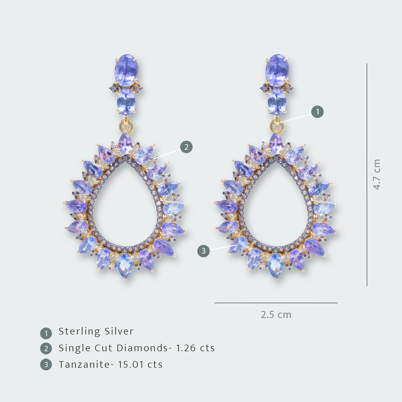 Thyra Tanzanite Diamond Earrings