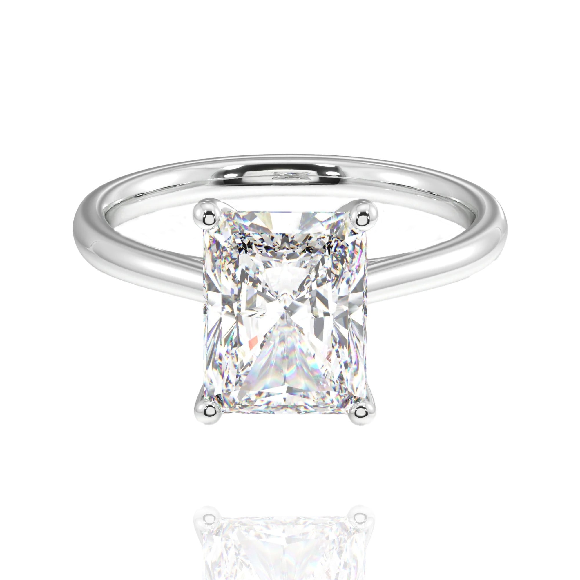classic radiant lab grown solitaire ring