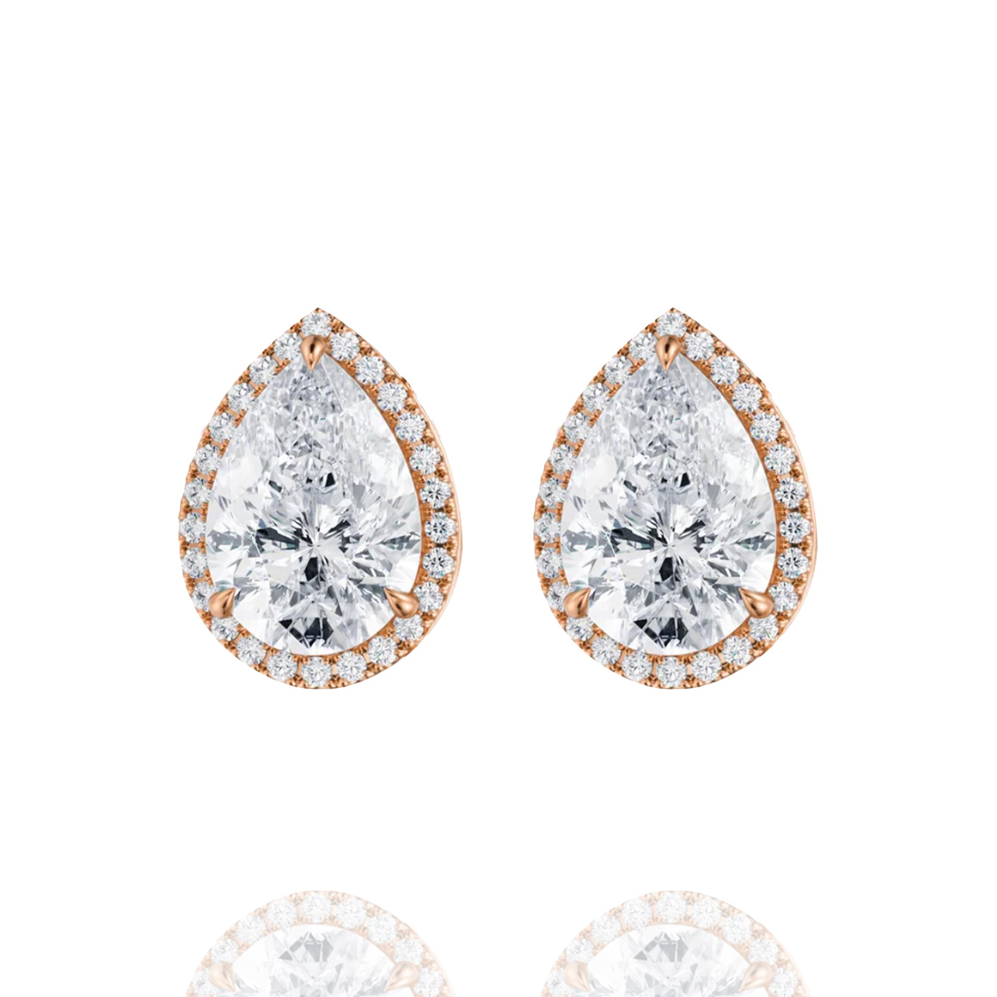 classic pear halo lab grown solitaire earrings