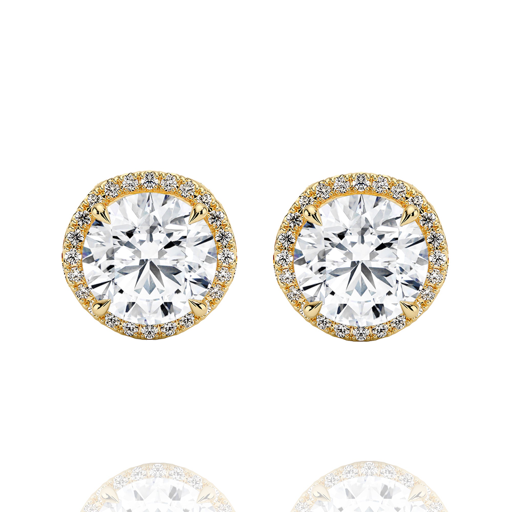classic round halo lab grown solitaire earrings