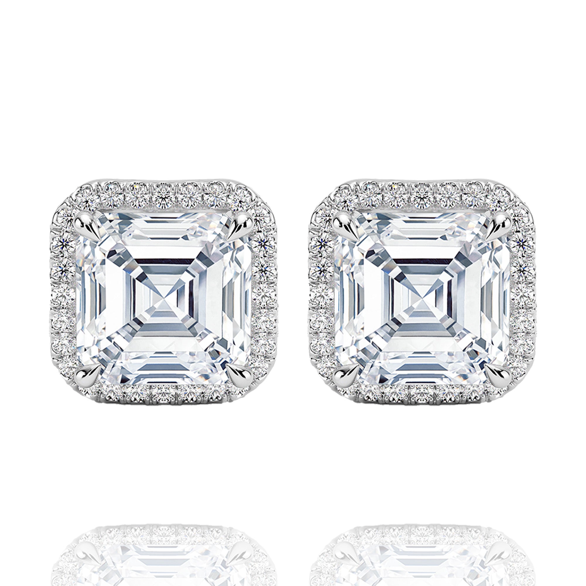 Classic Halo Asher Lab Grown Solitaire Earrings