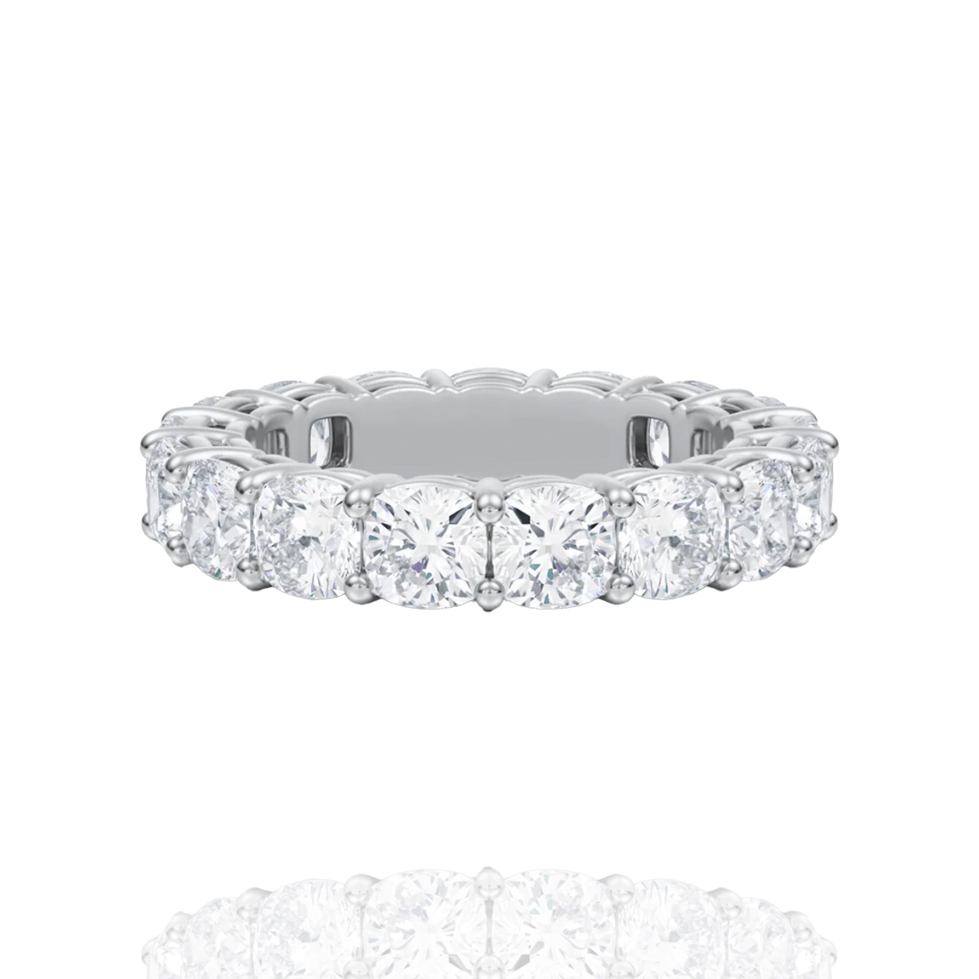 classic cushion lab grown solitaire eternity band