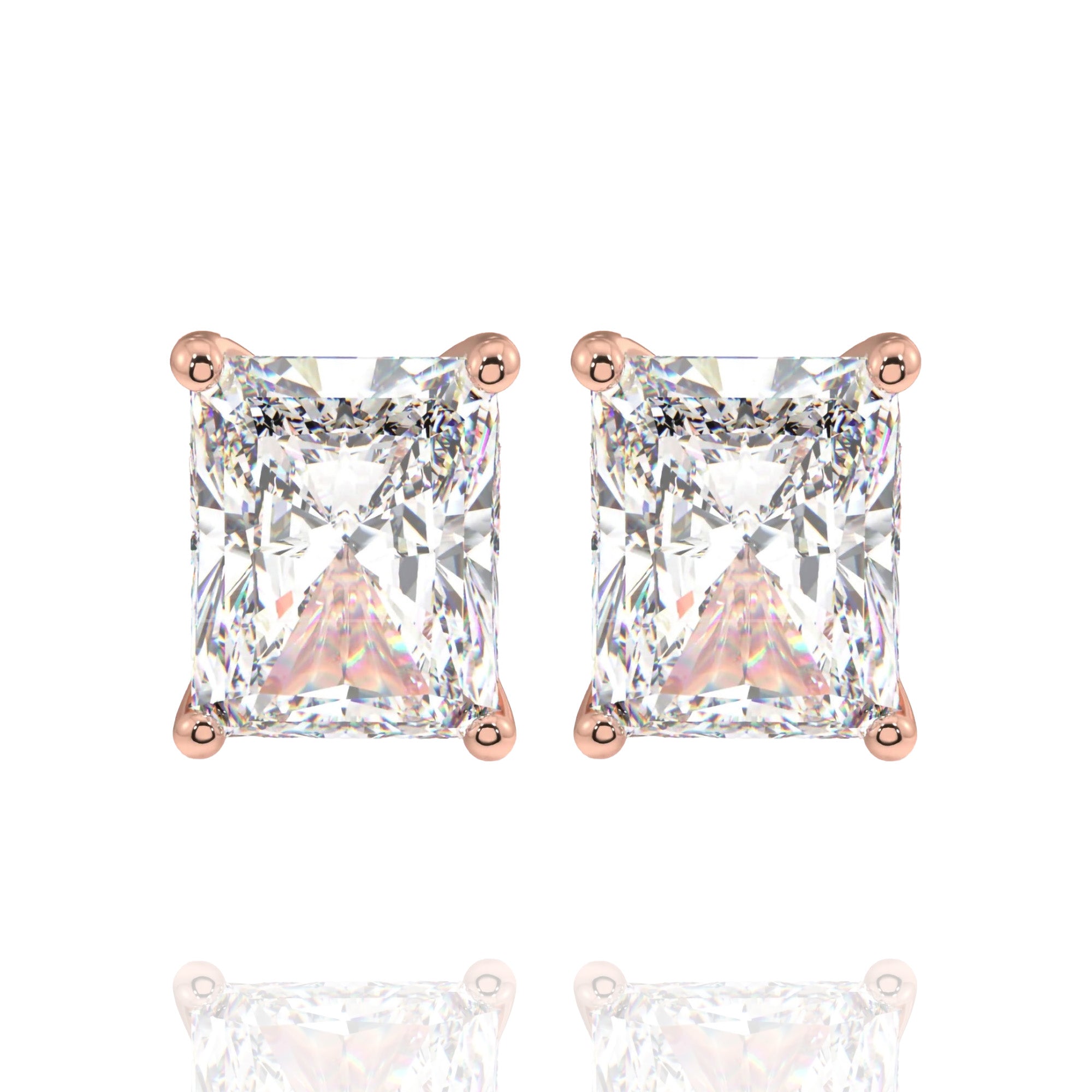 Classic Radiant Lab Grown Solitaire Earrings