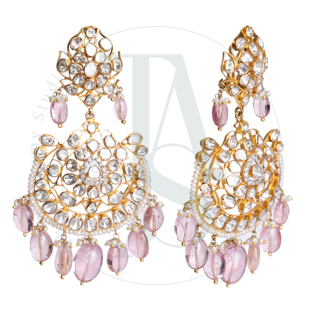 Rumzi Uncut Diamond and Morganite Chaandbalis