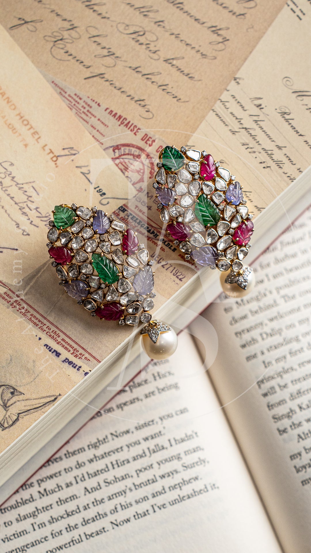 Abelia Colourful Uncut Diamond Earrings